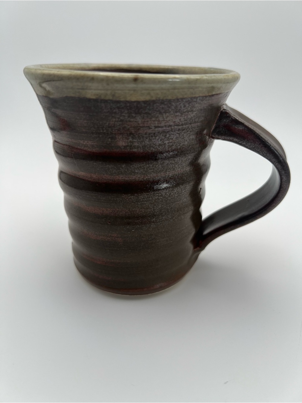 ☕️ VTG H.O. MacIntosh Studio Pottery Ribbed Stoneware Coffee Mug Brown